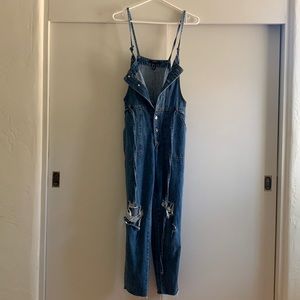 Jean overalls.